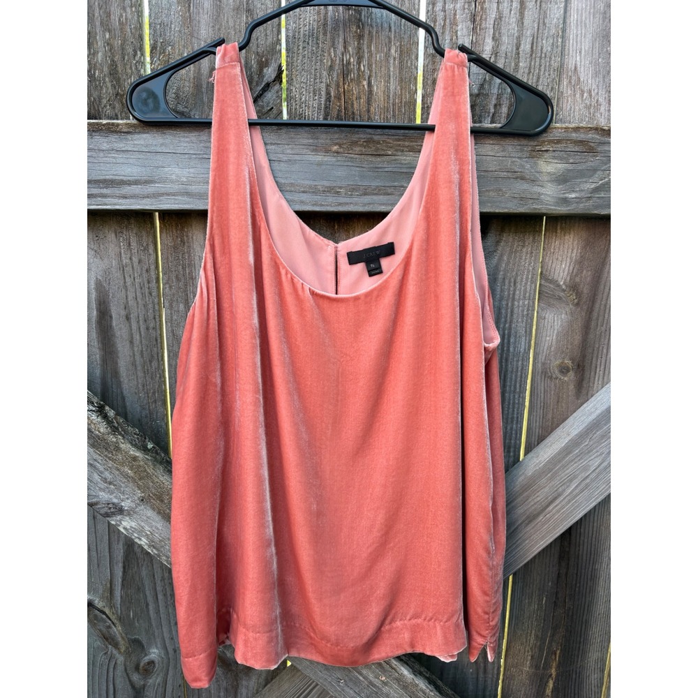 J.Crew Coral Velvet Silk Blend Tank Top Scoop Neck H0818 XL Tall